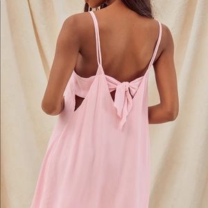Lulu’s Adrift Pink Tie-Back mini swing dress in XS